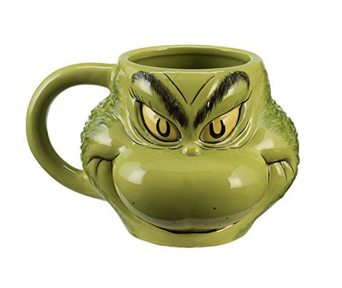 Dr. Seuss "The Grinch" Sculpted Ceramic Mug, 6.5" x 4.75" x 4"h