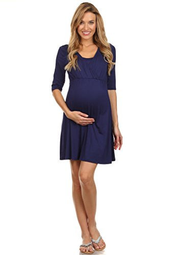 Jolie Crossover Half Sleeves Nursing Dress - Navy, X-Large