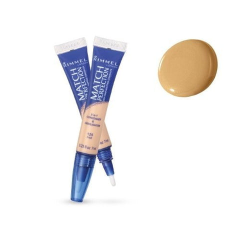 (Pack 2) Rimmel Match Perfection 2-in-1 Concealer and Highlighter, Medium