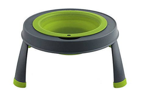 Dexas Popware for Pets Single Elevated Pet Feeder, Small, Gray/Green