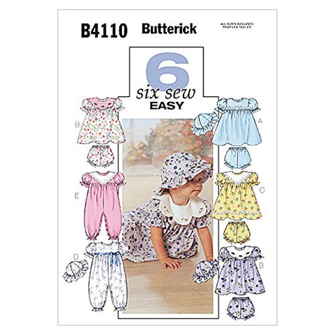 Butterick - Infants' Puff Sleeve Dresses, Panties, Jumpsuit and Hat, S-M-L-XL