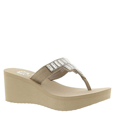 Alexandria Flip-Flop Wedge in Taupe, Size 6