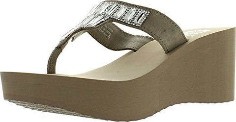 Alexandria Flip-Flop Wedge in Taupe, Size 11
