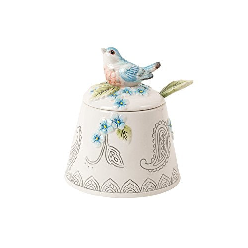 FITZ AND FLOYD PAISLEY PARK CONDIMENT JAR WITH SPOON