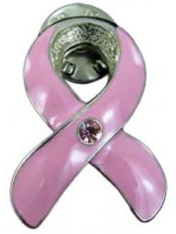 Breast Cancer Awareness Lapel Pin with Crystal