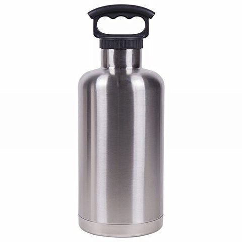 Double Wall Stainless Steel Water Bottle - 64 oz Tank Growler, Stainless Steel