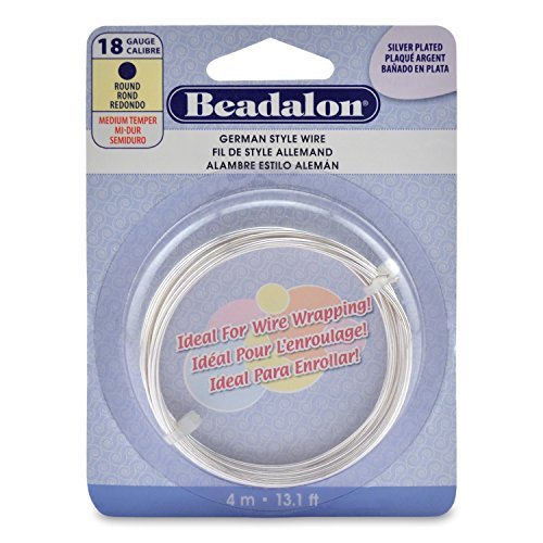 German Style Wire, Round, Silver Plated, 18 gauge, (.040 in, 1.02 mm), 4 m (13 ft)