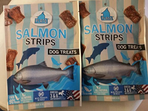 Plato's Salmon Strips Dog Treats 6 Oz (2 Pack)
