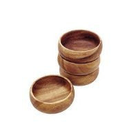 Acacia Wood Round Calabash Bowl, 6" x 3", Set of 4