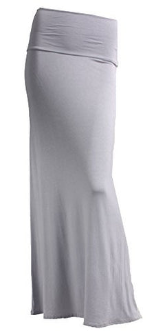 Azules Women'S Rayon Span Maxi Skirt - Solid (Silver / Large)