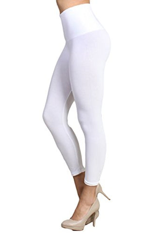 length Cropped Rayon Leggings in Seamless, White