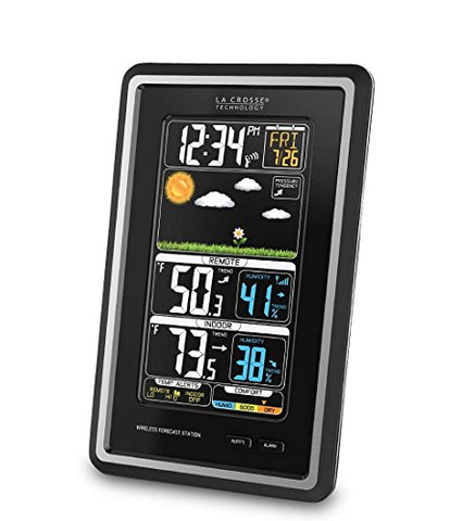 Wireless Color Forecast Station with Pressure Trend Indicator, Black