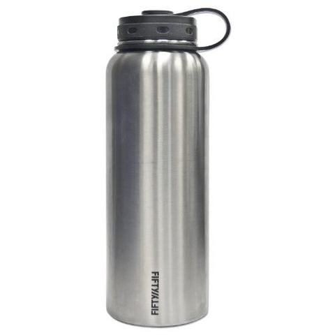 Fifty/Fifty Vacuum-Insulated Stainless Steel Bottle with Wide Mouth - 40 oz. Capacity