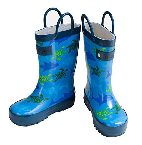 Rubber Rain Boots - Sharks & Turtles 1Y