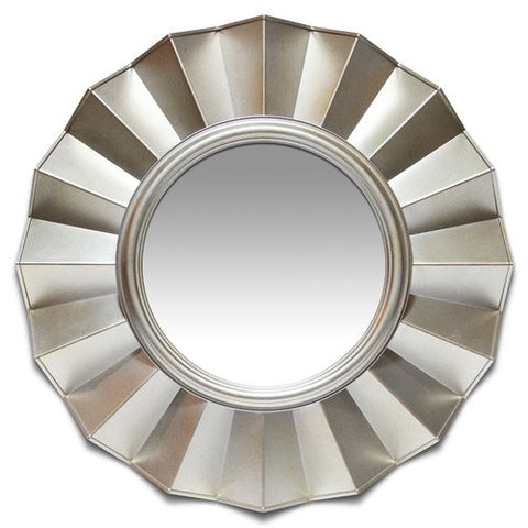 Brussels Resin Art Deco Frilled Silver Accent Wall Mirror 20.00 in.