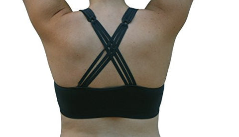 Strappy Criss-Cross Back Comfort Sports Bra - Dark Gray (One Size)
