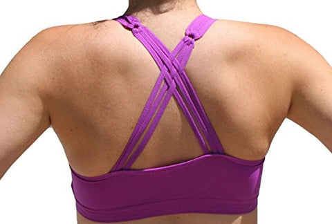 Strappy Criss-Cross Back Comfort Sports Bra - Violet (One Size)