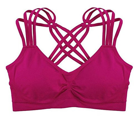 Strappy Criss-Cross Back Comfort Sports Bra - Berry (One Size)