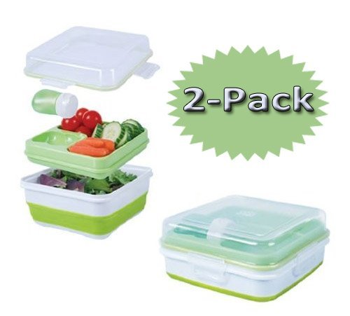 Expandable Salad Container,  PP/TPE- Green