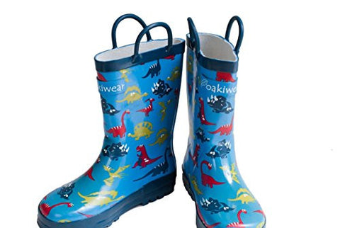 Rubber Rain Boots - Blue Dinosaurs 7T