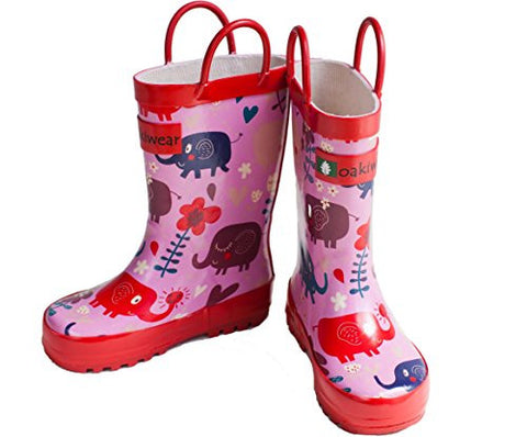 Rubber Rain Boots - Pink Elephants 8T