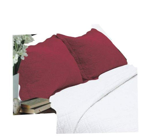 ALL FOR YOU 2-Piece Embroidered Pillow Shams-King Size (King, Burgundy)