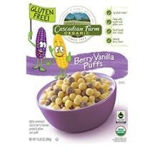 Cascadian Farm Organic Berry Vanilla Puffs Cereal, 10.25 Ounce -- 12 per case.