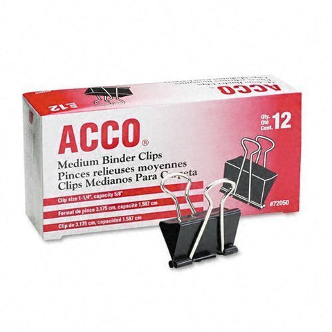 ACCO- Binder Clips 12/Pkg, 1.25"