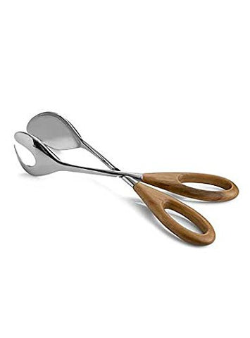 Curvo Salad Scissors, 13" L x 4.5" W x 3" D, Chrome Plate / Wood