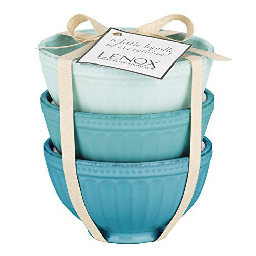 French Perle Groove Bowls (Set of 3), Mini, Blues