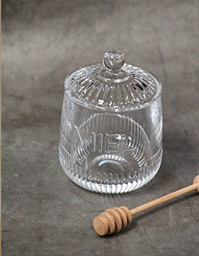 Depression Glass Honey Jar "MIEL" 16 oz