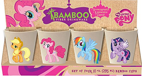 My Little Pony 4-Piece 10 oz. Bamboo Cup Set, 3 x 3 x 4.25"h