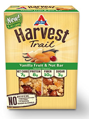 Atkins Harvest Trail Bar, Vanilla Fruit and Nut, 1.3 oz 5ct