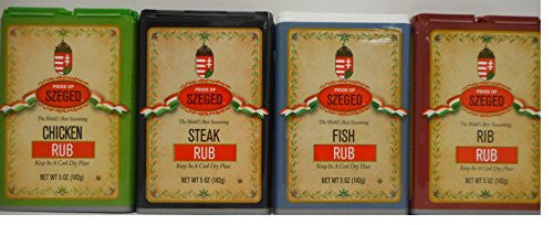 Szeged Seasoning 4-Pack (Chicken, Fish, Steak, Rib), 5 oz