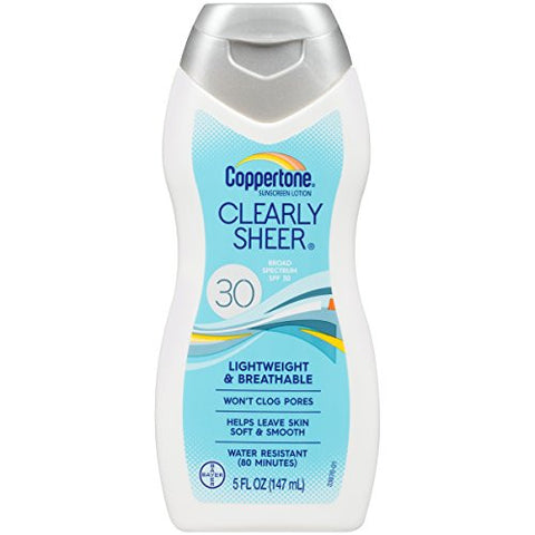 Coppertone ClearlySheer SPF 30 Sunscreen Lotion, 5 Fluid Ounce