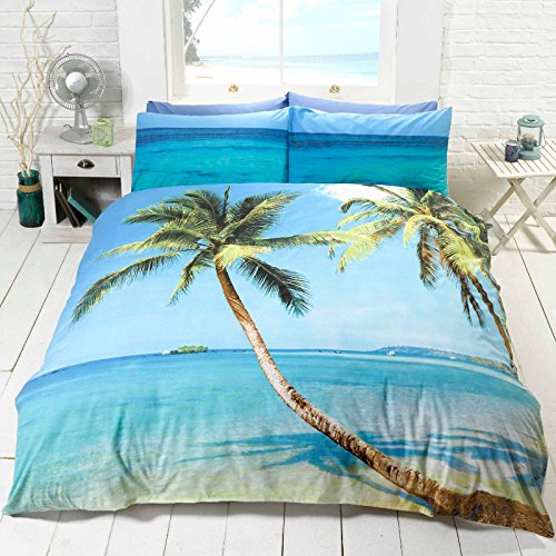 Generic Duvet Cover Double Size Beach Design - 200cm x 200cm(78.5in x 78.5in) Pillowcase size: 50cm x 75cm(19.5in x 29.5in) Blue / Green