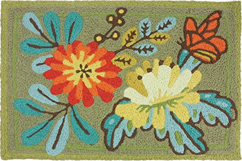 Flowers & Butterfly, Jellybean Rug 21" x 33"