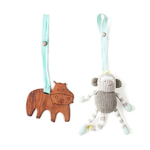 2-PIECE STROLLER TOY SET HENRY THE HIPPO & THEO THE MONKEY