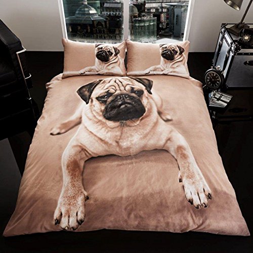 3D Pug Double Duvet Set (11099864) -  200cm x 200cm (78in x 78in) Pillowcase size: 50cm x 75cm(19.6in x 29.5in)
