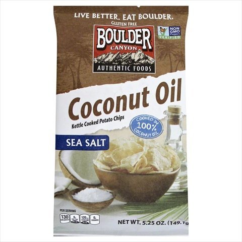 Boulder Canyon Coconut Oil Sea Salt Kettle Chips, 5.25 Ounce (Pack of 12)
