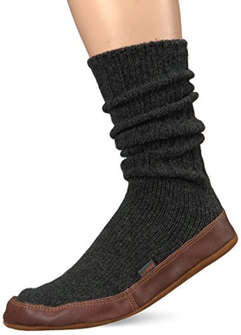 Sock Slipper, Charcoal Ragg Wool, XL