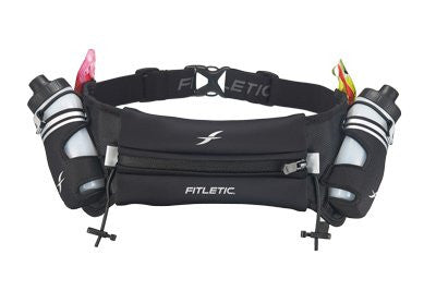 Fitletic / iFitness 16 oz Hydration Belt - Running Belt with Water Bottles - Striped Black, Small
