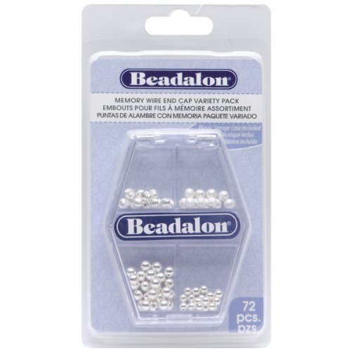 Memory Wire End Caps, Variety Pack, Silver Plated,24 pcs 3mm, 24pcs 4mm, 12pc 4mm corrugated, 12pc 4mm sparkle.