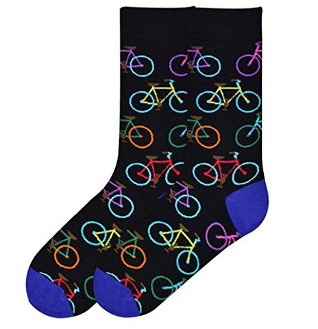 Men's Bright Bikes Crew Socks, Black 10-13
