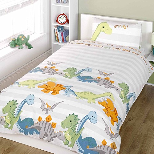Dinosaurs Natural Junior Toddler Duvet Cover & Pillowcase Set - 120cm x 150cm Pillowcase size: 40cm x 60cm