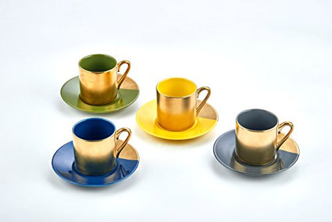 Desert Gold Collection Set of 4 Espresso Set - Assorted/Gold