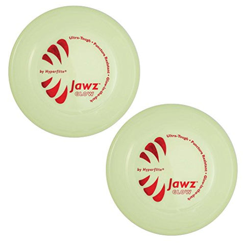 Hyperflite Jawz Glow-in-the-Dark 2 Pack Competition Dog Disc 8.75 Inch, Worlds Toughest, Best Flying, Puncture Resistant, Dog Frisbee, Not a Toy Competition Grade, Outdoor Flying Disc Training