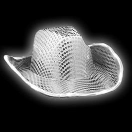 LED Sequin Cowboy Hat - Silver
