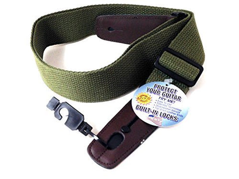 Lock-It Straps 2” Olive Cotton, Brown Ends
