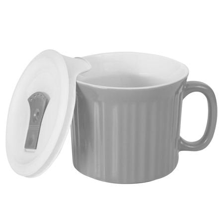 CorningWare French White 20 oz Mug with Vented Plastic Cover Truffle